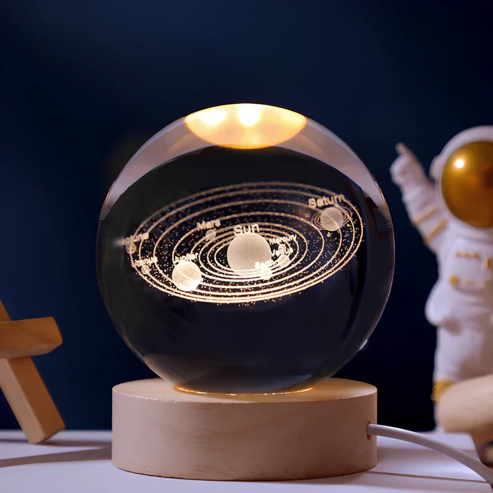 Illuminated Crystal Ball Lamp with 3D Laser Art – Warm White Ambient Light for Relaxation and Elegant Home Decor 1