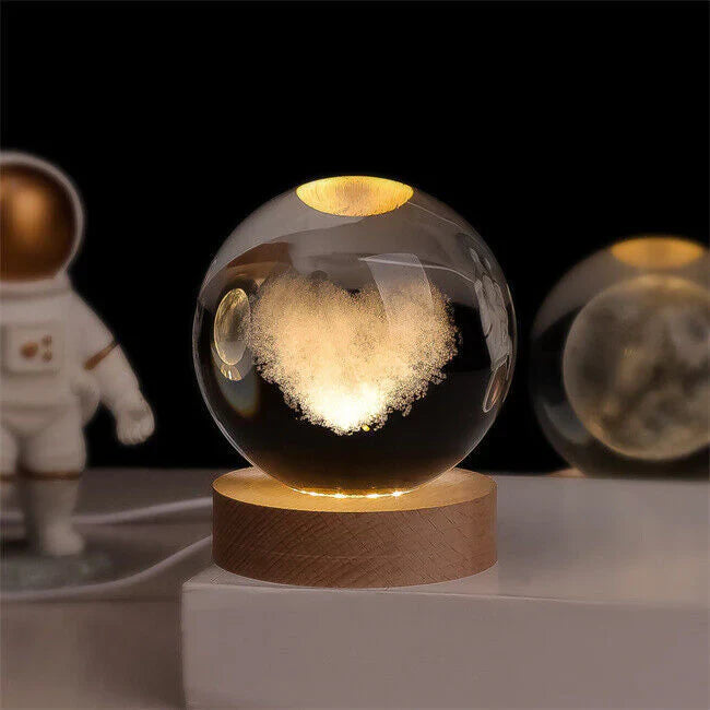 Illuminated Crystal Ball Lamp with 3D Laser Art – Warm White Ambient Light for Relaxation and Elegant Home Decor 10