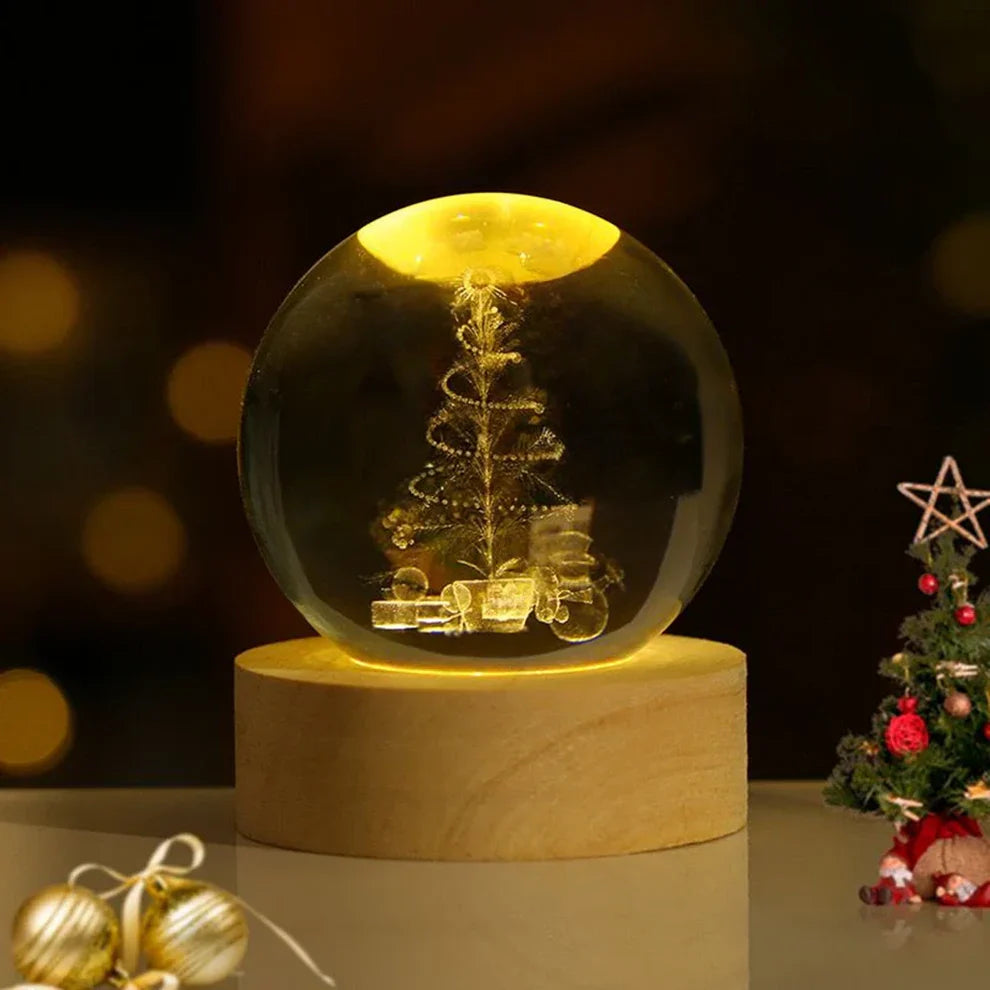 Illuminated Crystal Ball Lamp with 3D Laser Art – Warm White Ambient Light for Relaxation and Elegant Home Decor 14