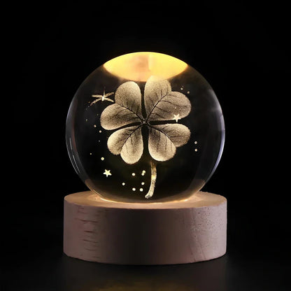 Illuminated Crystal Ball Lamp with 3D Laser Art – Warm White Ambient Light for Relaxation and Elegant Home Decor 15