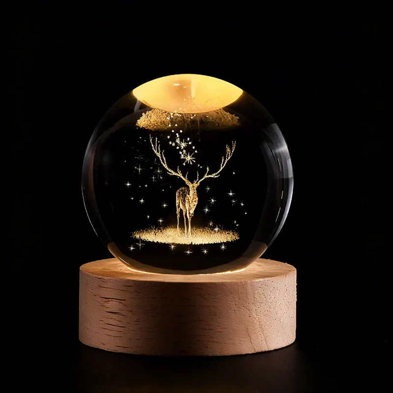 Illuminated Crystal Ball Lamp with 3D Laser Art – Warm White Ambient Light for Relaxation and Elegant Home Decor 23