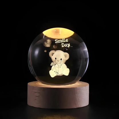 Illuminated Crystal Ball Lamp with 3D Laser Art – Warm White Ambient Light for Relaxation and Elegant Home Decor 24