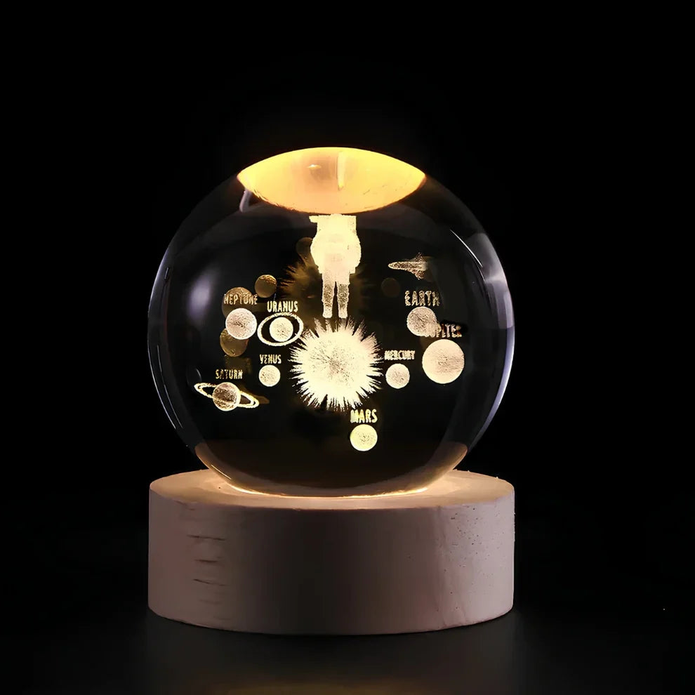 Illuminated Crystal Ball Lamp with 3D Laser Art – Warm White Ambient Light for Relaxation and Elegant Home Decor 5