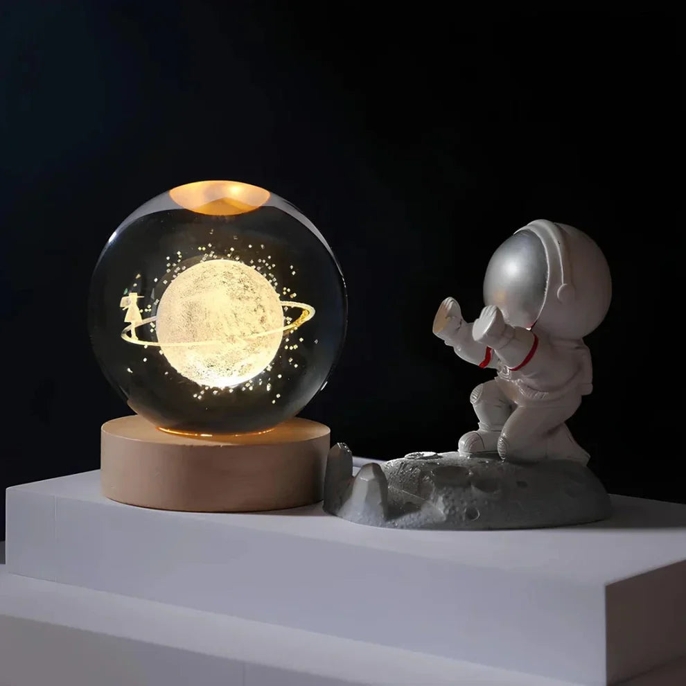 Illuminated Crystal Ball Lamp with 3D Laser Art – Warm White Ambient Light for Relaxation and Elegant Home Decor 8