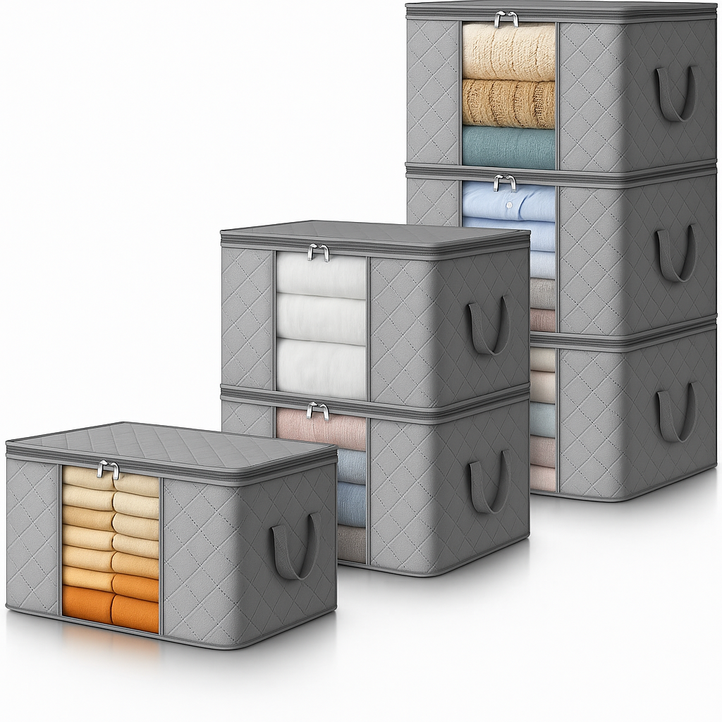 Collapsible Closet Storage Bins with Clear View Lid and Handles
