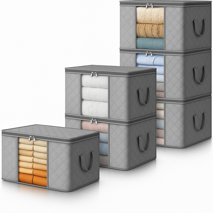 Collapsible Closet Storage Bins with Clear View Lid and Handles