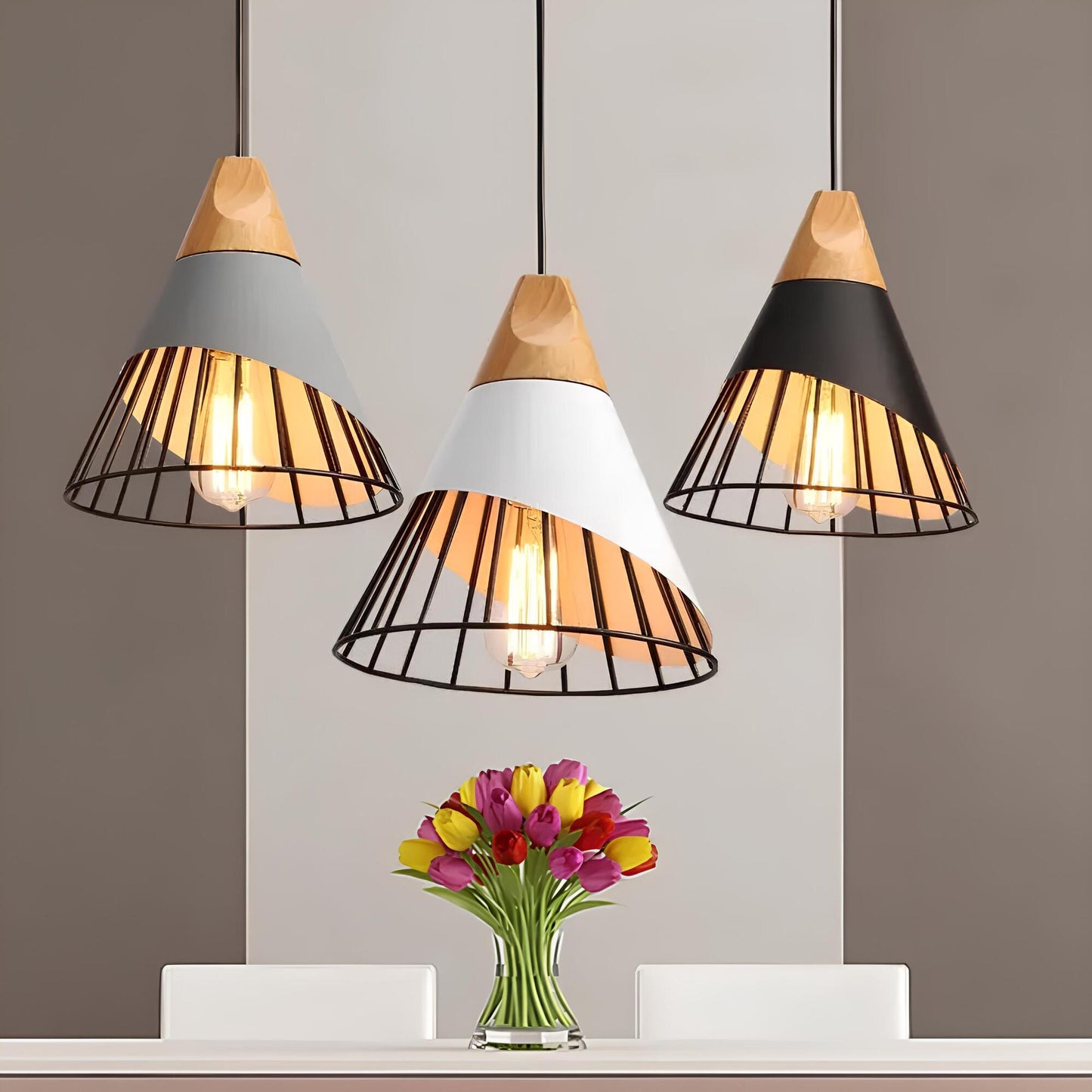 Rustic Metal Pendant Light With Open Frame