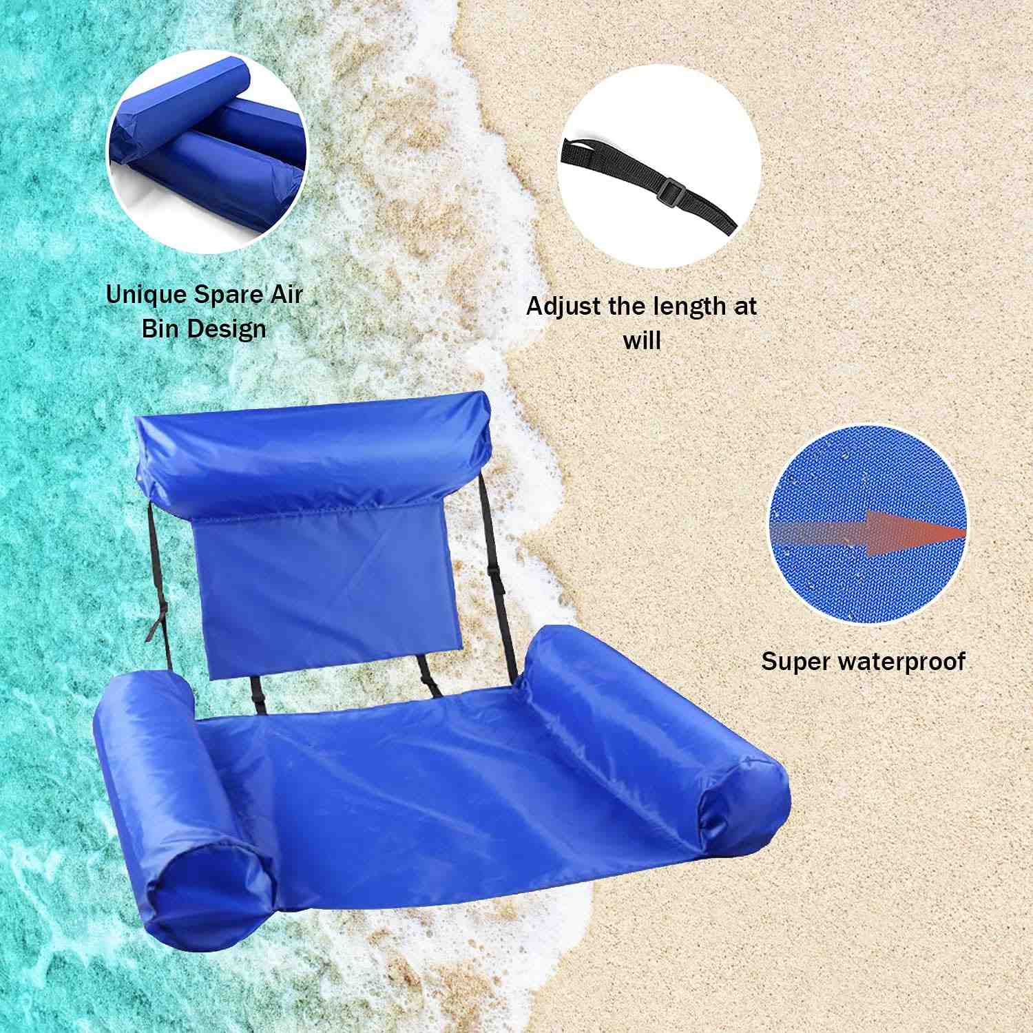 Inflatable Water Hammock Lounge Chair Pool Float Bed