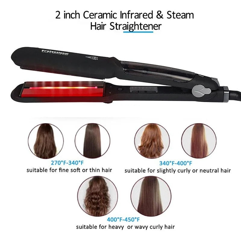 Infrared Ceramic Hair Straightener Steam Professional Hair Tool