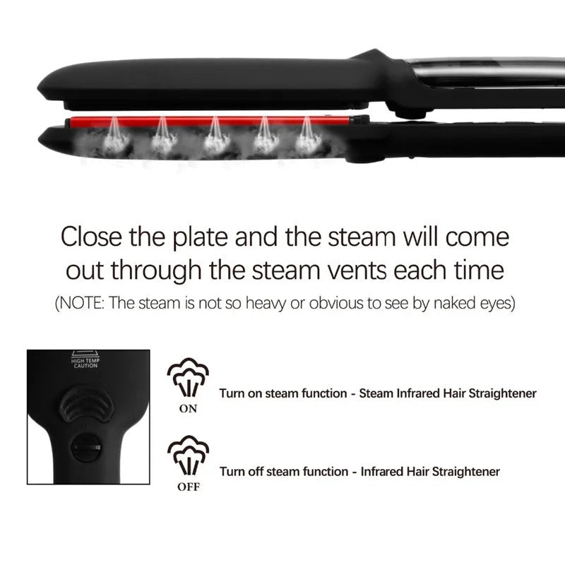 Infrared Ceramic Hair Straightener Steam Professional Hair Tool