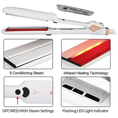 Infrared Ceramic Hair Straightener Steam Professional Hair Tool
