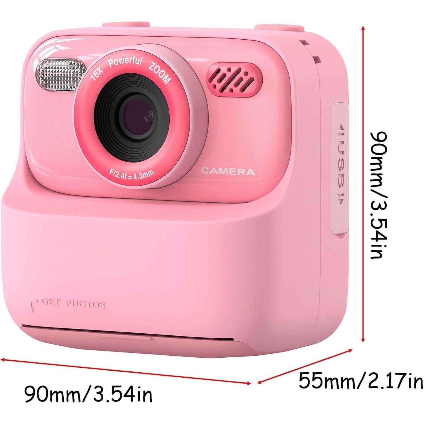 Instant Print Kids Digital Camera with 1080P HD Dual Lenses and 32GB SD Card