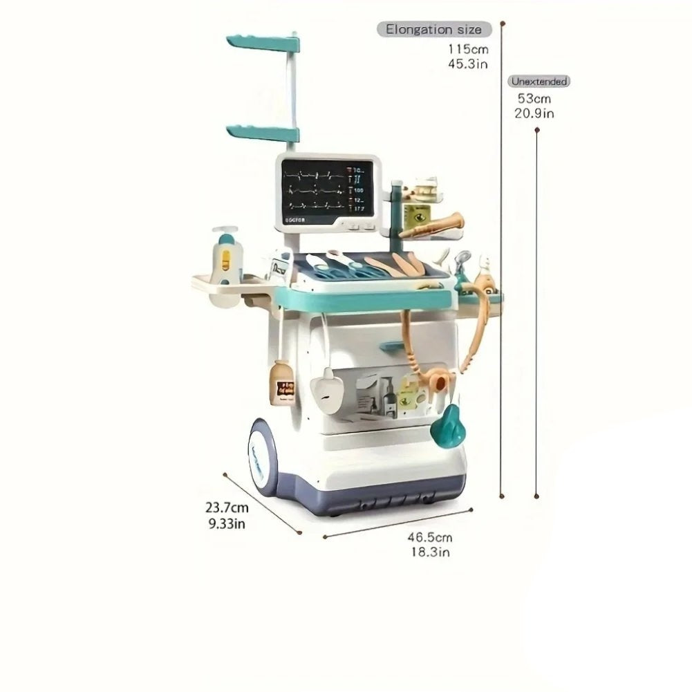 Interactive Doctor Playset with Medical Trolley Cart Pretend Medical Tool Box Play Toy for Kids, Toddlers - Includes Doctor Tools & Accessories