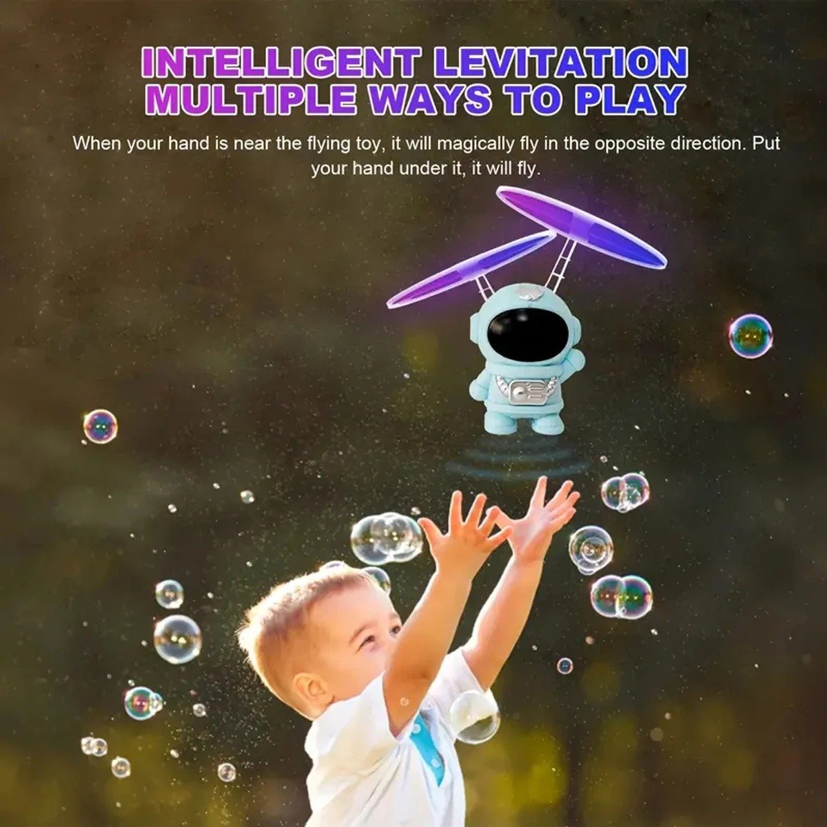 Interactive Flying Mini Astronaut Drone – Hand-Controlled Robot Toy with Lights, Perfect Outdoor Fun Gift for Kids