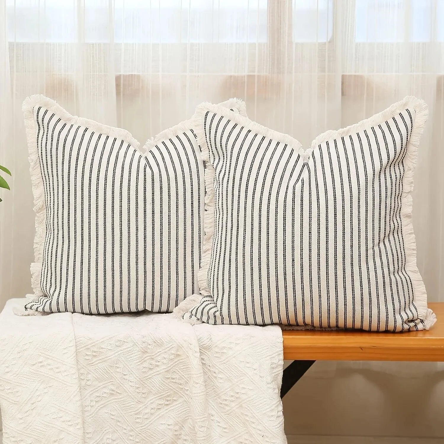 Beautiful Floral Pillow Covers with Ruffled Trim - Halri