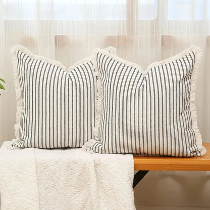 Beautiful Floral Pillow Covers with Ruffled Trim - Halri