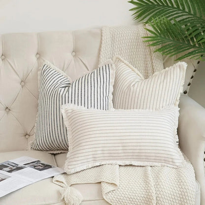 Jacquard Cushion Covers with White Frill – 45x45 cm Decorative Scatter Cushions for Stylish Home Decor 2