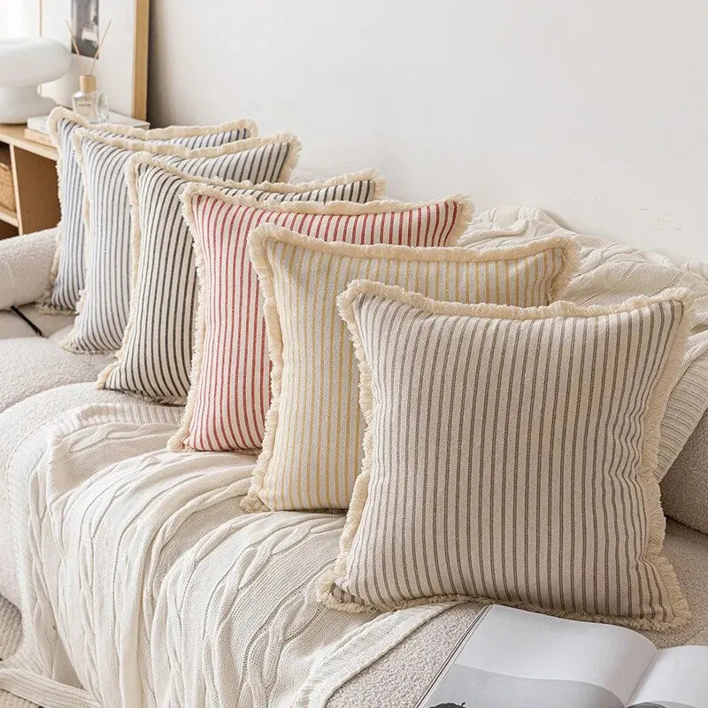Jacquard Cushion Covers with White Frill – 45x45 cm Decorative Scatter Cushions for Stylish Home Decor 8