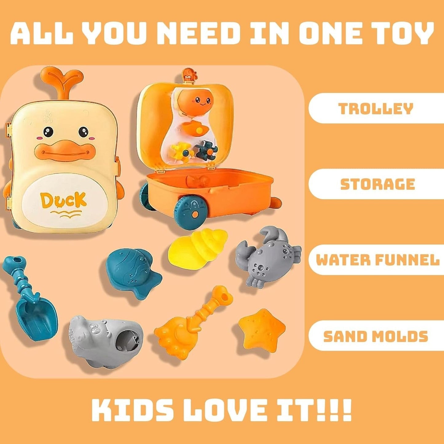 Kids Beach Toy Set, Sand and Water Play, BPA-Free Plastic, Variety of Tools & Shapes, Safe for Ages 2+