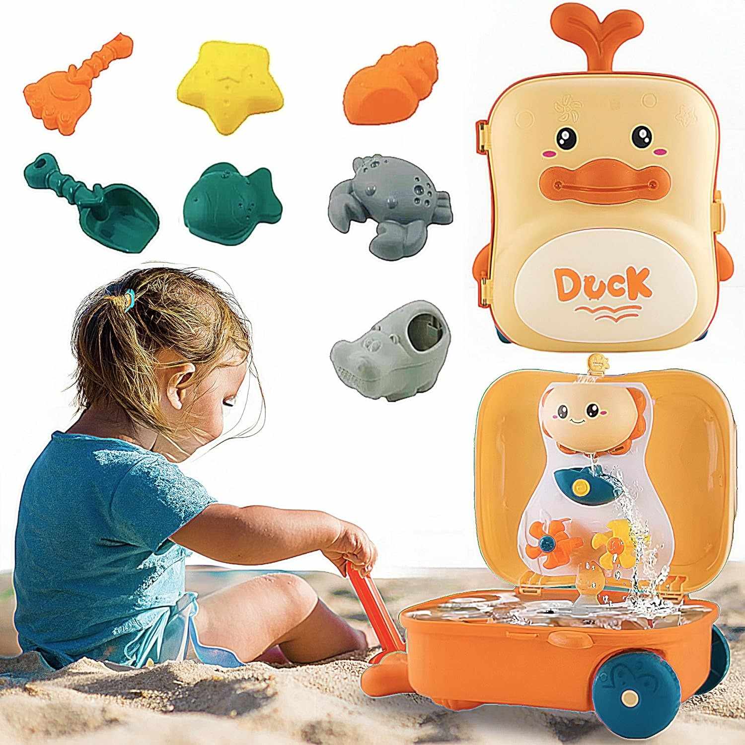 Kids Beach Toy Set, Sand and Water Play, BPA-Free Plastic, Variety of Tools & Shapes, Safe for Ages 2+