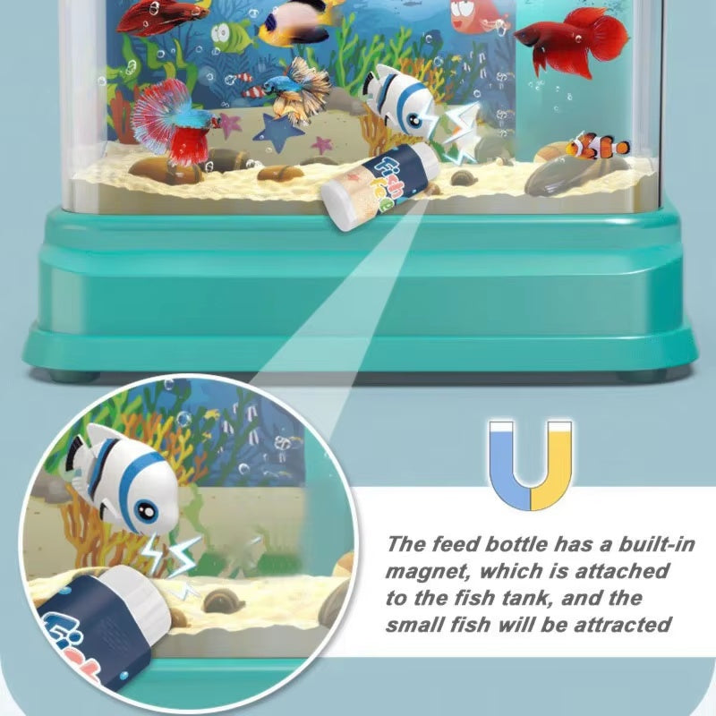 Kids Electric Fish Tank Toy with LED Lights, Fishing & Feeding, Encourages Exploration, Safe for Ages 3+