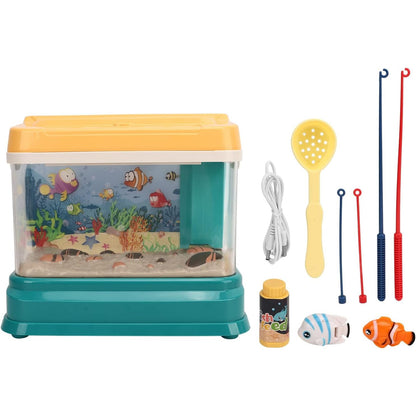 Kids Electric Fish Tank Toy with LED Lights, Fishing & Feeding, Encourages Exploration, Safe for Ages 3+