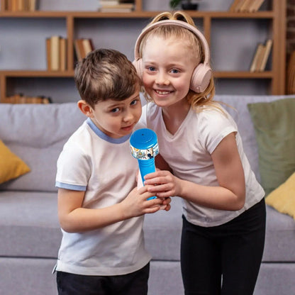 Kids Karaoke Microphone Toy with Stand Design and Colorful LED Lights, Safe for Ages 3+
