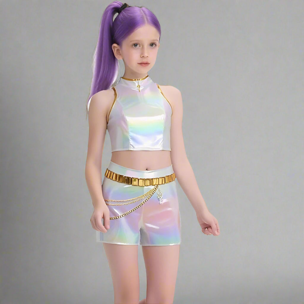 Shiny Kpop Girl Halloween Costume Hologram Dress