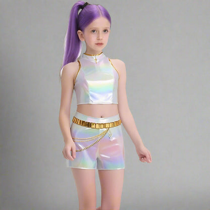 Shiny Kpop Girl Halloween Costume Hologram Dress