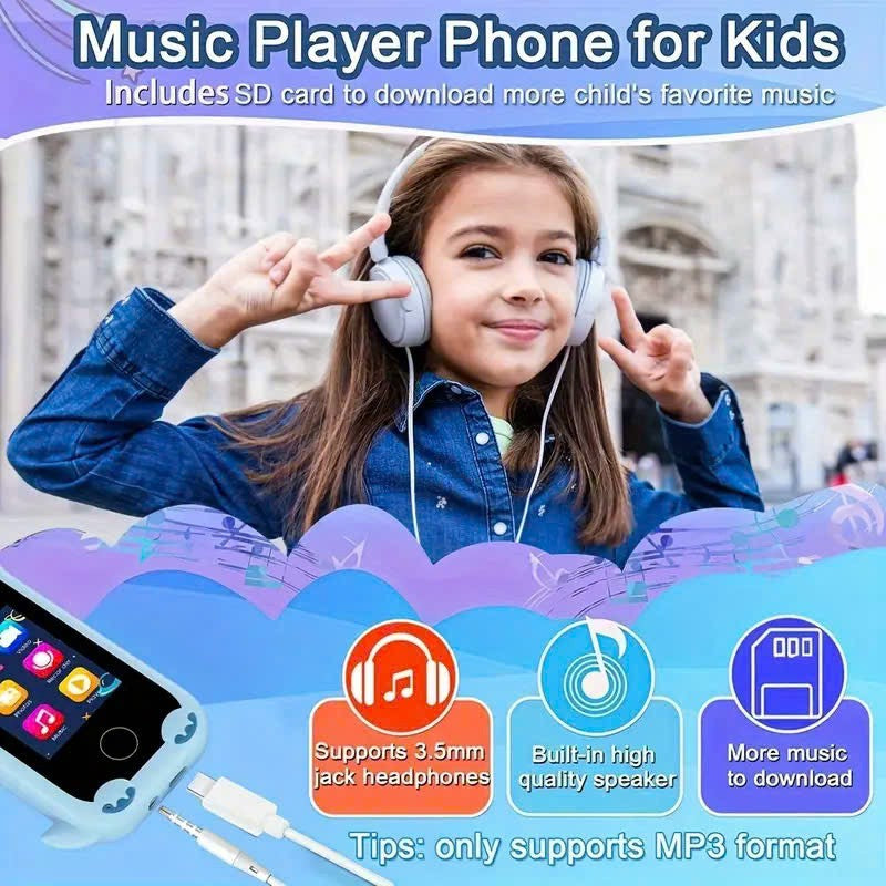Kids Toy Phone – Music and Selfie Fun with Touch Screen, Rechargeable, Safe for Ages 3+