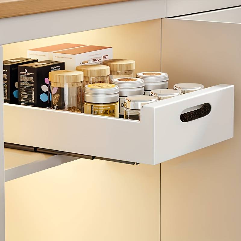 Space Saving Kitchen Shelf Organizer with Pull Out Tray - Halri