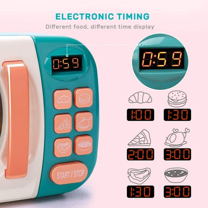 Kitchen Electric Microwave Play Set with Realistic Light, Sound & Accessories Included