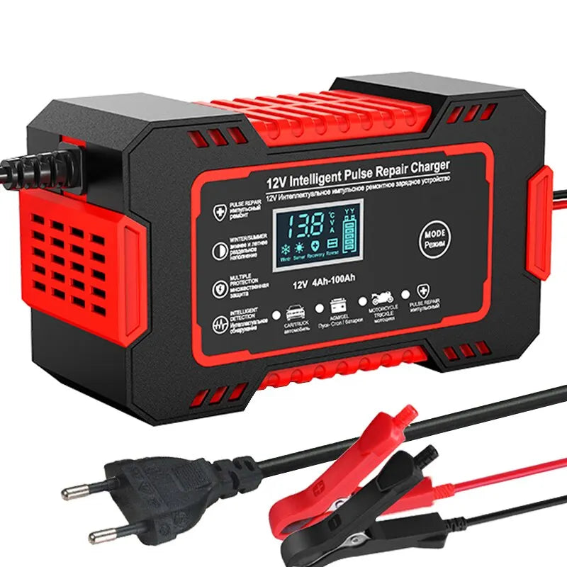 Universal 12V 6A Car Battery Charger with LCD Screen - Halri