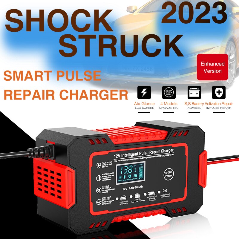 Universal 12V 6A Car Battery Charger with LCD Screen