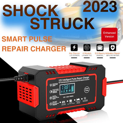 Universal 12V 6A Car Battery Charger with LCD Screen