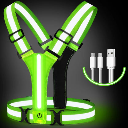 Bright LED Safety Running Vest with Reflective Strips - Halri