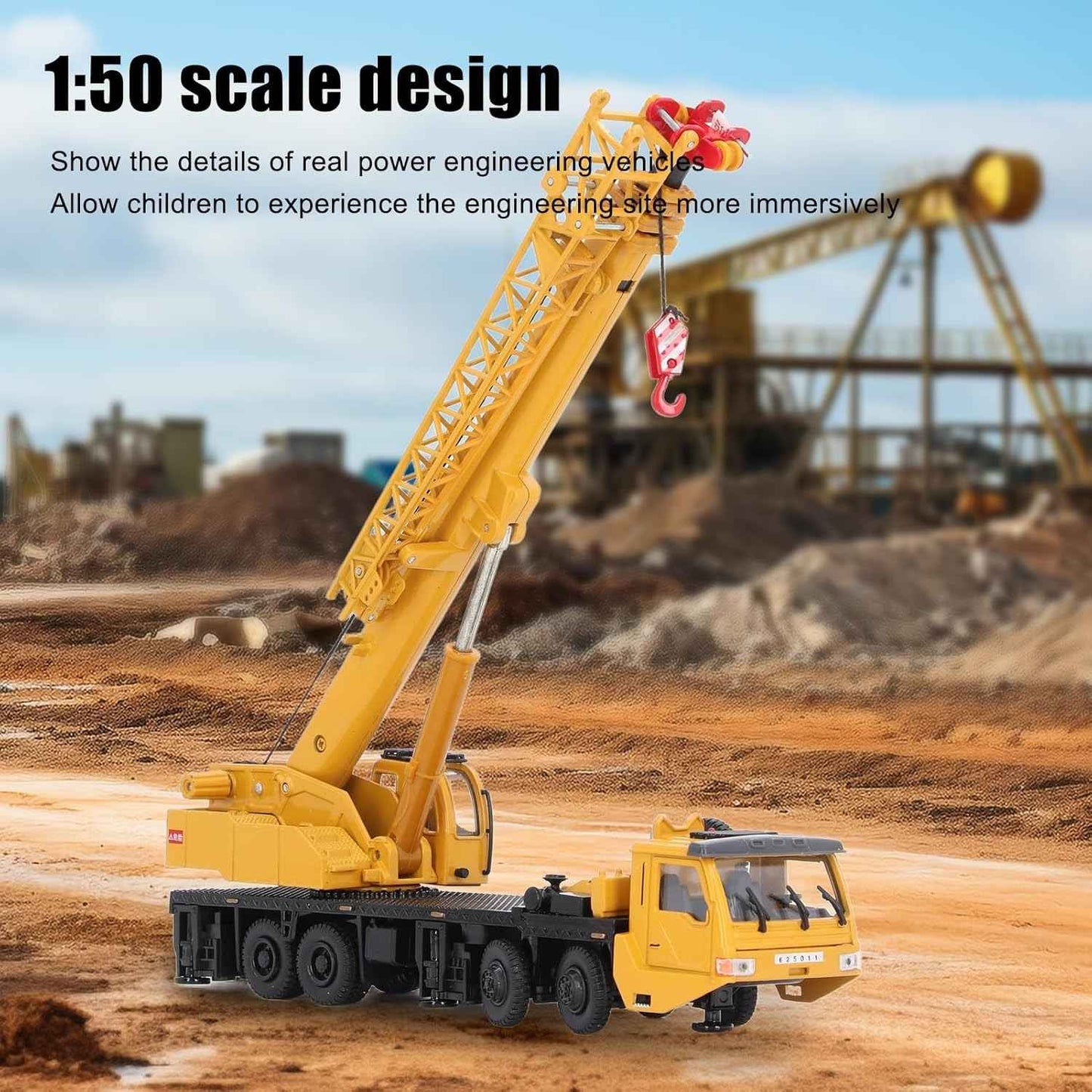 Ladder Crane Car Toy – Sturdy Diecast Build, Smooth 360° Rotation, Lifelike Engineering Design, Educational Fun, Safe for Kids 8+
