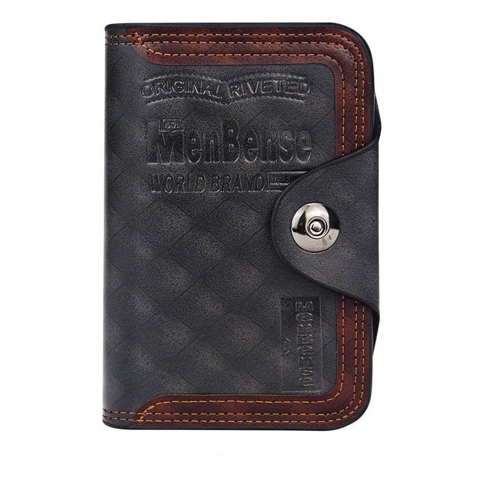 Large-capacity Tri-fold Men’s Wallet in Leather with Multiple Compartments, Snap Button Closure and a Compact, Easy-to-Carry Design