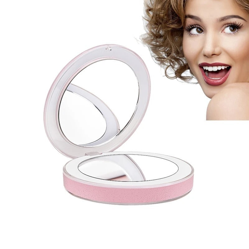 Bright Travel Magnifying Mirror 3X LED Lighted Compact - Halri