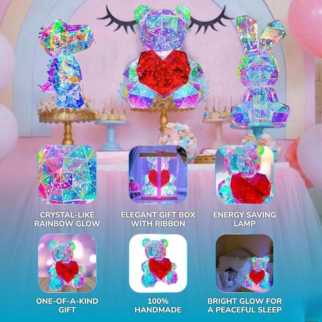 Light Up Teddy Bear Holding Red Heart – LED Rose Bear Gift for Valentine's Day, Birthday, Anniversary