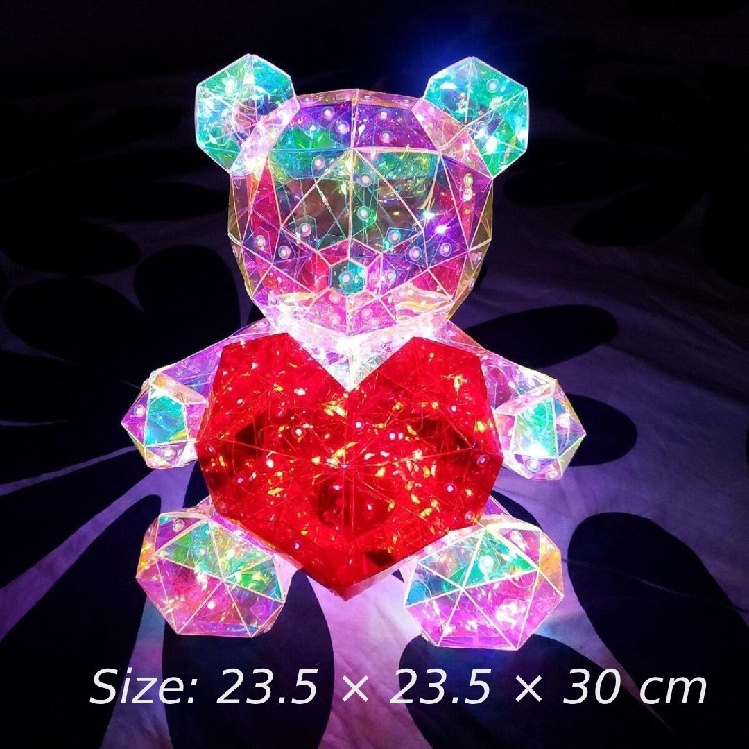 Light Up Teddy Bear Holding Red Heart – LED Rose Bear Gift for Valentine's Day, Birthday, Anniversary