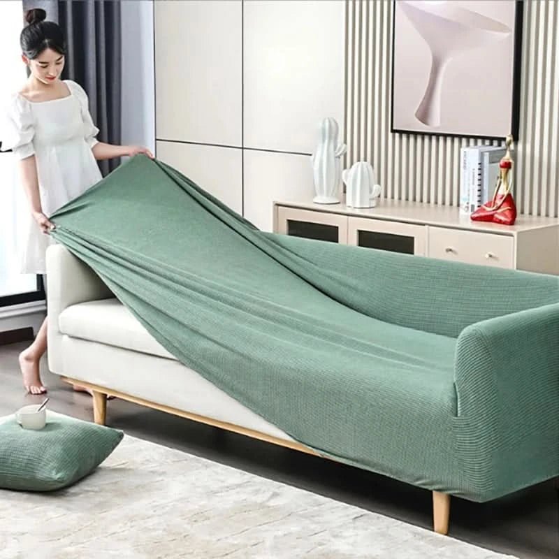 Lightweight Non-Slip Sofa Cover in Ribbed Jacquard Fabric – Stylish Couch Slipcover for Protection and Easy Care 4
