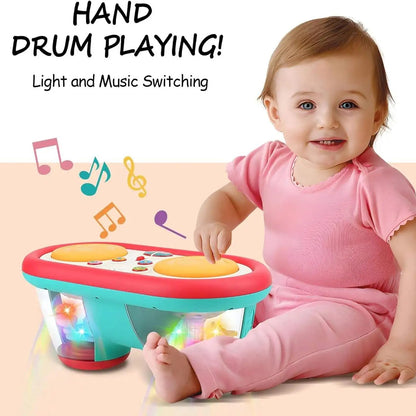 Little Pulse Music Drum – Educational Baby Drum Toy with Lights and 360° Rotation