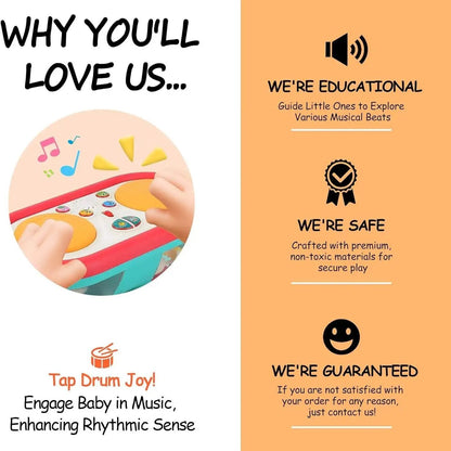 Little Pulse Music Drum – Educational Baby Drum Toy with Lights and 360° Rotation
