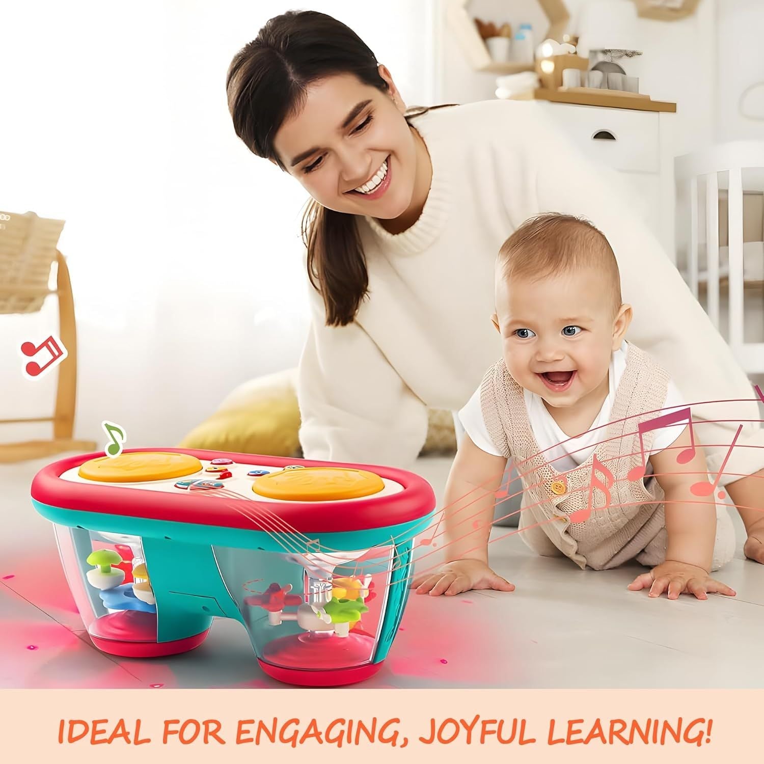 Little Pulse Music Drum – Educational Baby Drum Toy with Lights and 360° Rotation