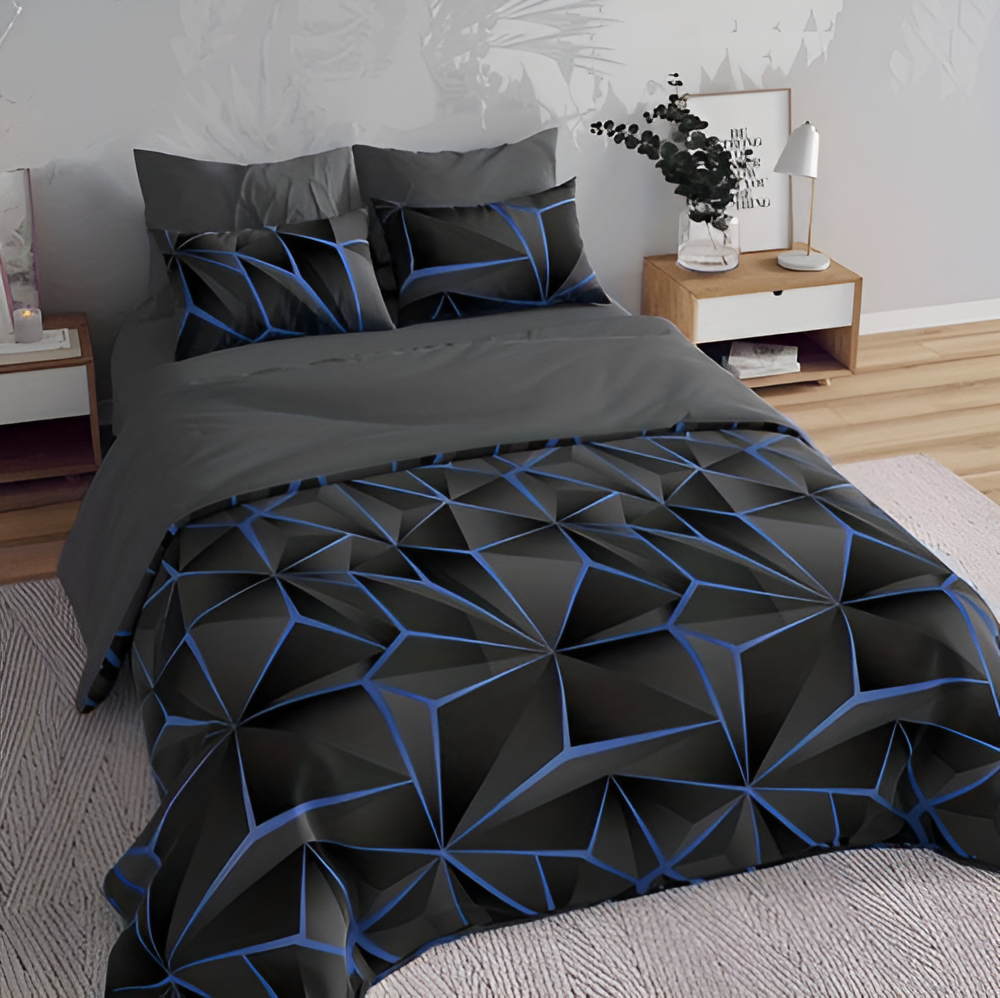 Soft Plush 3D Printed Check Bedding Set - Halri