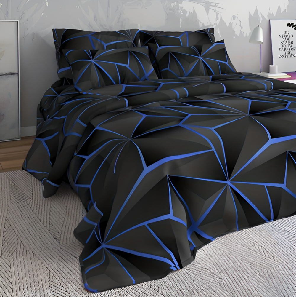 Soft Plush 3D Printed Check Bedding Set