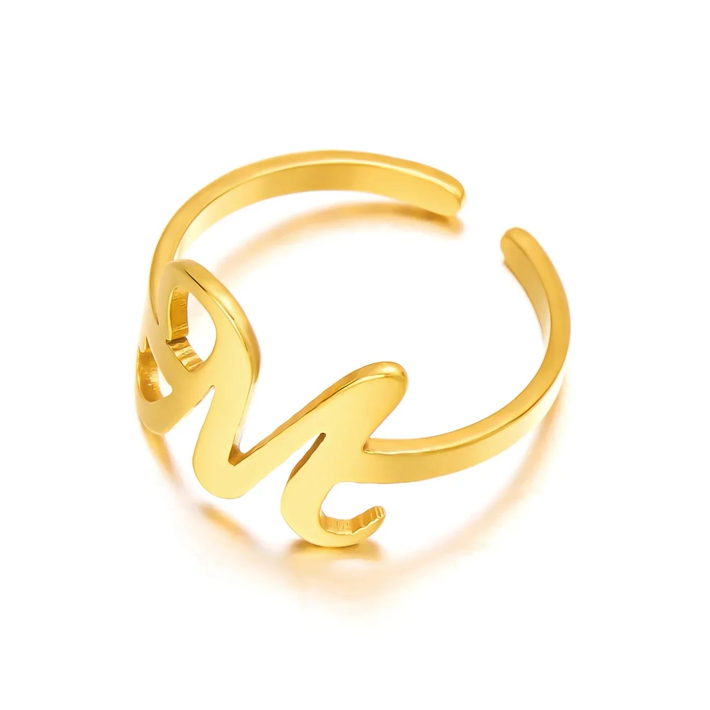 Personalized Script Monogram Initial Ring