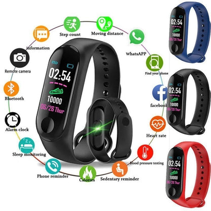 M3 Smart Watch, Smart Bracelet with Health Monitoring, Blood Pressure, Waterproof Sport Watch