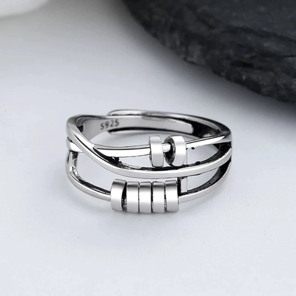 Soothing Silver Fidget Spinner Ring - Halri